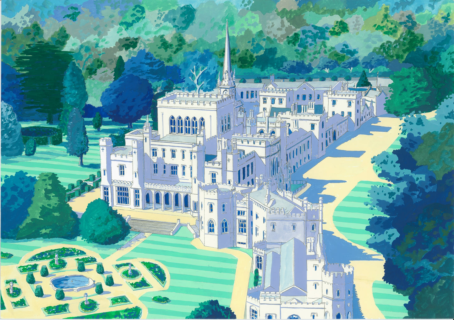 Aerial Ashridge House Original Painting